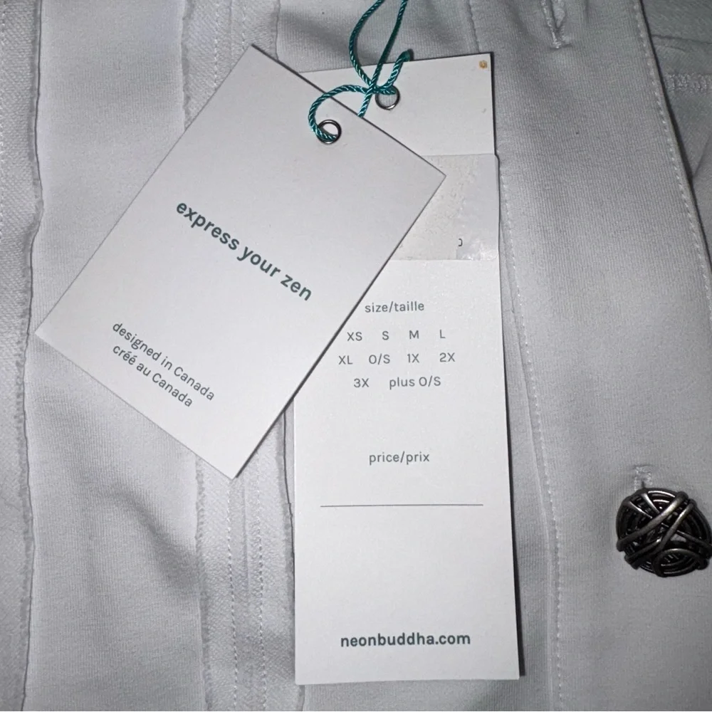 Neon Buddha White Jacket with Stretch, Relaxed Fit, Long Sleeves, NWT - Picture 4 of 7